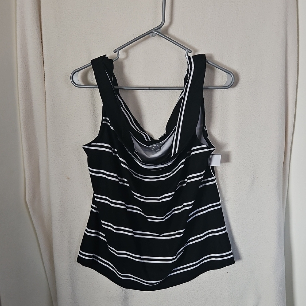 Black and White Striped Women's Off The Shoulder Top